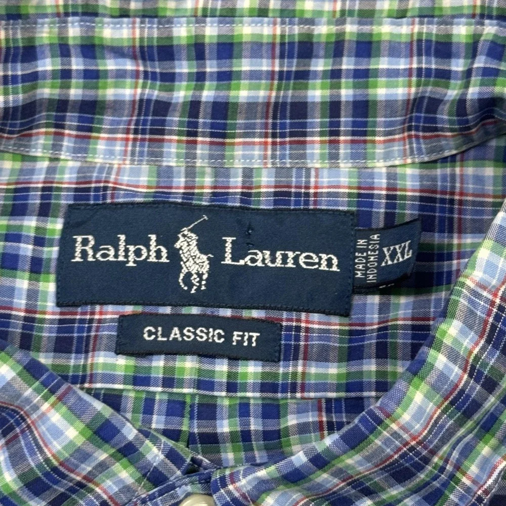 Ralph Lauren Button-Down Shirt Mens 2XL Multicolor Plaid Short Sleeve Cotton